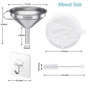 img 3 attached to 👩 Toncoo 5-Inch Premium Stainless Steel Funnel with 200 Mesh Food Filter Strainer, Food Grade Kitchen Funnels for Bottles Filling, Metal Funnel with Strainer, Food Funnel for Kitchen - Enhance SEO