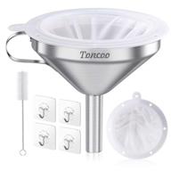 👩 toncoo 5-inch premium stainless steel funnel with 200 mesh food filter strainer, food grade kitchen funnels for bottles filling, metal funnel with strainer, food funnel for kitchen - enhance seo logo