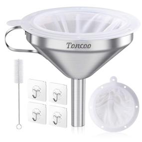 img 4 attached to 👩 Toncoo 5-Inch Premium Stainless Steel Funnel with 200 Mesh Food Filter Strainer, Food Grade Kitchen Funnels for Bottles Filling, Metal Funnel with Strainer, Food Funnel for Kitchen - Enhance SEO