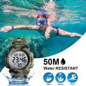 img 3 attached to 🕒 Waterproof Camouflage Boys' Electronic Stopwatch Wristwatches: Durable Timepieces for Active Adventures