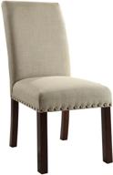 🪑 natural linen homepop parsons dining chairs with nailhead trim - set of 2 for timeless elegance logo