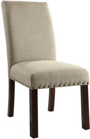 img 4 attached to 🪑 Natural Linen HomePop Parsons Dining Chairs with Nailhead Trim - Set of 2 for Timeless Elegance