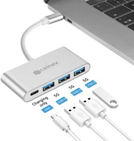 img 3 attached to 💻 USB-C Hub with 3 USB3.0 Ports and USB-C PD Charging Port for MacBook PRO 2019/2018/2017, Google Chromebook Pixel, Lenovo Yoga 720 - 4-in-1 Design