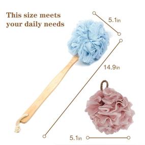 img 3 attached to Spa Washing Set: Long Handled Back Scrubber, Shower Loofah, and Bath Sponge with Shower Brush for Men and Women - Ideal for Body and Face Cleaning