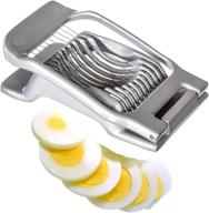 🍳 cut and slice eggs with precision: chefsgrade diecast aluminium egg slicer in light grey logo