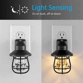 img 3 attached to 🏡 GE LED Vintage Night Light, Plug-in, Dusk-to-Dawn, Farmhouse Rustic Home Décor, UL-Certified - Ideal Nightlight for Bedroom, Bathroom, Kitchen, Hallway - Black, 2 Pack - Model 44737