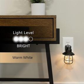 img 2 attached to 🏡 GE LED Vintage Night Light, Plug-in, Dusk-to-Dawn, Farmhouse Rustic Home Décor, UL-Certified - Ideal Nightlight for Bedroom, Bathroom, Kitchen, Hallway - Black, 2 Pack - Model 44737