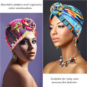 img 2 attached to SATINIOR Pieces African Pre Tied Headwrap Sports & Fitness