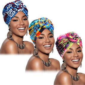 img 4 attached to SATINIOR Pieces African Pre Tied Headwrap Sports & Fitness