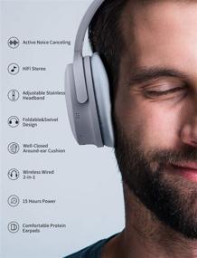 img 3 attached to 🎧 dyplay ANC Over-Ear Wireless Bluetooth Headphones – Immersive Active Noise Cancelling, Dual-Mic Deep Bass, Foldable Design – Ideal for Travel, Work, Cellphone & TV Enjoyment