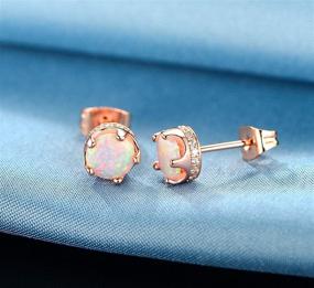 img 2 attached to 💎 Sparkling Opal Crown Stud Earrings: Hypoallergenic Jewelry for Women & Girls | GEMSME Rhodium Plated Cubic Zirconia Halo