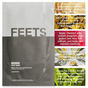 img 3 attached to 🦶 FEETS Hydrating Foot Mask 3-Pack with Tea Tree and Peppermint: Deep Moisturization and Cooling Relief for Men and Women, Softens Calluses, Nourishes Heels