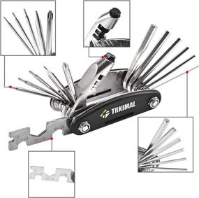 img 3 attached to Trkimal 18-in-1 Bike Repair Tool Kit - Slotted & Phillips Screwdrivers, Hex Key Wrench, Universal Chain Breaker, Spoke Wrench, Bicycle Tire Pry Bars, and More