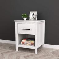 white finish nightstand table drawer logo