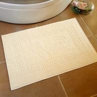 🏝️ secret sea collection: luxury reversible footprint bath mat towel, 100% turkish cotton (beige) - washable & long-lasting logo