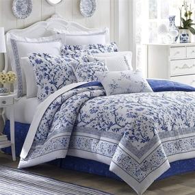 img 4 attached to 🛌 Laura Ashley Home - коллекция "Charlotte": Премиальный набор из нежнейшего дюве в оттенке Китайского голубого - легкое и стильное постельное белье для полных/квин-сайз кроватей.