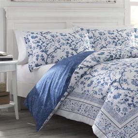 img 1 attached to 🛌 Laura Ashley Home - Charlotte Collection: Premium Ultra Soft Duvet Set in China Blue - Lightweight and Stylish Bedding for Full/Queen Beds