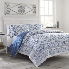 img 3 attached to 🛌 Laura Ashley Home - коллекция "Charlotte": Премиальный набор из нежнейшего дюве в оттенке Китайского голубого - легкое и стильное постельное белье для полных/квин-сайз кроватей.