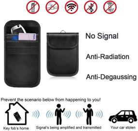 img 3 attached to 🔒 Протектор для брелока Faraday, блокирующий RFID сигнал автомобиля, антиворовская сумка/ паучок для брелока, 2 штуки, черный, защита автомобиля от угона