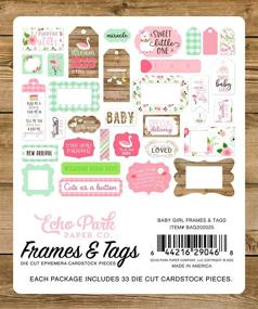 img 1 attached to 👶 Baby Girl Frames &amp; Tags ephemera by Echo Park Paper Company: In Pink, Yellow, Green, Blue