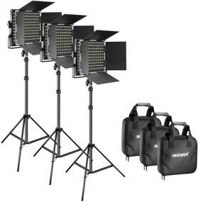 img 4 attached to 🎥 Neewer Studio Photography Video Light Kit - 3-Piece Bi-Color 660 LED Set with U Bracket, Barndoor, and 75-Inch Light Stand - Dimmable 3200-5600K CRI 96+ Lighting for Video Shooting