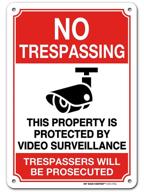 🚧 enhanced security: weatherproof trespassing surveillance sign center logo