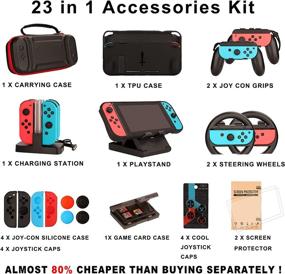 img 3 attached to 🎮 Enhance Your Nintendo Switch Experience with a 23-in-1 Switch Accessories Bundle: Carrying Case, Screen Protector, Joycon Grips, Steering Wheels, Charging Dock, and More!