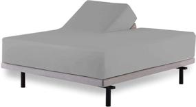 img 3 attached to 🛏️ Split Head Flex Sheet Set: King Size Adjustable Bed Sheets - 100% Cotton - 4 Piece Set - Sleep Number Flex Compatible - Light Grey Solid - Fits 15-18 inch Split Top - King-34 Split