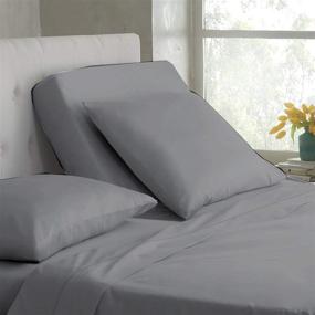 img 1 attached to 🛏️ Split Head Flex Sheet Set: King Size Adjustable Bed Sheets - 100% Cotton - 4 Piece Set - Sleep Number Flex Compatible - Light Grey Solid - Fits 15-18 inch Split Top - King-34 Split