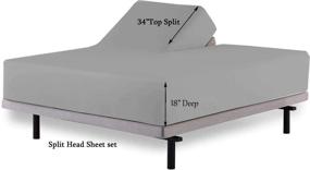 img 2 attached to 🛏️ Split Head Flex Sheet Set: King Size Adjustable Bed Sheets - 100% Cotton - 4 Piece Set - Sleep Number Flex Compatible - Light Grey Solid - Fits 15-18 inch Split Top - King-34 Split