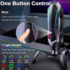 img 1 attached to RGB LED USB Microphone for Gaming PC, Mac, PS4 - Cardioid Pickup, Mute Control, Condenser Mic for Streamers, Podcasters, Singers, Studio Recording & YouTube