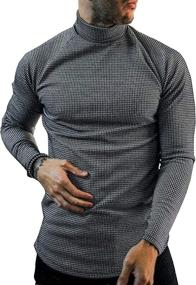 img 4 attached to Gafeng Men's Slim Fit Turtleneck T-Shirt: Check Houndstooth Lightweight Winter Warm Underwear Tunic Top - Enhanced for SEO