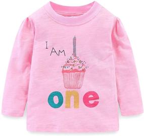 img 4 attached to 🎂 Cute Cartoon Long Sleeve Birthday Shirt for Little Girls at Mud Kingdom