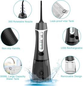 img 3 attached to 💦 Ear&amp;Ear Cordless Water Flosser: Rechargeable Oral Irrigator - Perfect for Travel &amp; Home Use. Features 3 Modes, IPX7 Waterproof, and 6 Interchangeable Jet Tips.