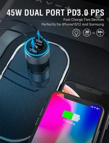 img 2 attached to 🚗️ Super Fast USB C Car Charger - 45W Dual Port PD 3.0 Adapter for iPhone12 Pro/11 Pro, Galaxy S21/S20/S10, iPad Air/Pro