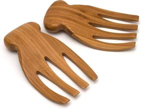 img 2 attached to 🥗 Bamboo Wood Salad Hands with Knob Handles by Lipper International - 4" x 7.5" x 1.75" (One Pair)