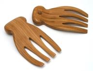 🥗 bamboo wood salad hands with knob handles by lipper international - 4" x 7.5" x 1.75" (one pair) logo