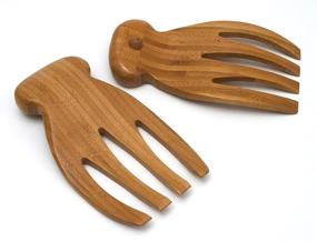 img 3 attached to 🥗 Bamboo Wood Salad Hands with Knob Handles by Lipper International - 4" x 7.5" x 1.75" (One Pair)