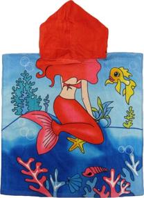 img 1 attached to 🧜 Kreative Kids Sitting Mermaid 100% Cotton Poncho: Colorful Double-Sided Hooded Bath & Beach Towel