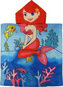 img 2 attached to 🧜 Kreative Kids Sitting Mermaid 100% Cotton Poncho: Colorful Double-Sided Hooded Bath & Beach Towel