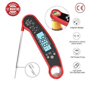 img 3 attached to 🌡️ Digital Meat Thermometer: Instant Read, Waterproof, Oven Safe for Grilling, BBQ & More – 5-Inch Long Probe, Large LCD Display