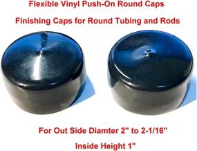 img 3 attached to 🔴 4-Pack of 2" Round Black Vinyl End Caps by Caplugs – Flexible Push-on Pipe Post Rubber Covers with 1" Deep Snug Fit – Made in USA