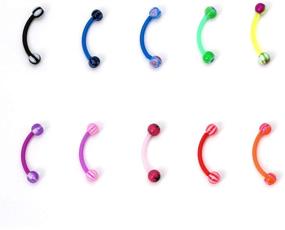 img 2 attached to 💫 CrazyPiercing 16G Flexible Curved Bar Eyebrow Rings Tragus Piercing Jewelry, 50Pcs, Colorful Ball Acrylic