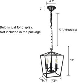 img 3 attached to 💡 Vintage Lantern Chandelier, Unicozin Pendant Light with 3 Lights for Dining Room Bar Cafe, E12 Base, Black (Bulbs Not Included)