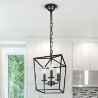 💡 vintage lantern chandelier, unicozin pendant light with 3 lights for dining room bar cafe, e12 base, black (bulbs not included) логотип