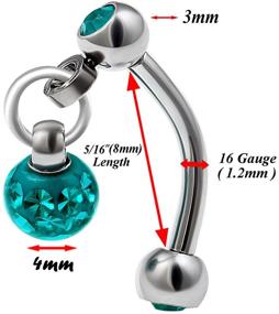 img 3 attached to 💎 Stunning Blue Zircon Crystal Surgical Steel Dangle Earrings - 16g 5/16 Curved Barbell for Cartilage, Eyebrow, Tragus, and Helix Piercings