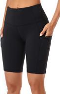 oalka women's high waist running shorts with side pockets - ideal for yoga and workouts logo