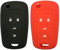 enhance security with keyless entry remote key fob silicone rubber skin cover for gm chevrolet chevy camaro cruze buick -keeps your keys protected and stylish (1 black + 1 red) logo