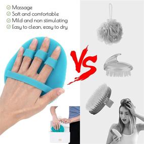 img 1 attached to Soft Silicone Shower Brush 2-Pack for Body, Face, and Hair Wash - Exfoliating Skin 🚿 Massage Scrubber and Dry Skin Brushing Glove Loofah - Suitable for Sensitive and All Skin Types (Blue+Gray)