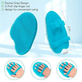 img 2 attached to Soft Silicone Shower Brush 2-Pack for Body, Face, and Hair Wash - Exfoliating Skin 🚿 Massage Scrubber and Dry Skin Brushing Glove Loofah - Suitable for Sensitive and All Skin Types (Blue+Gray)
